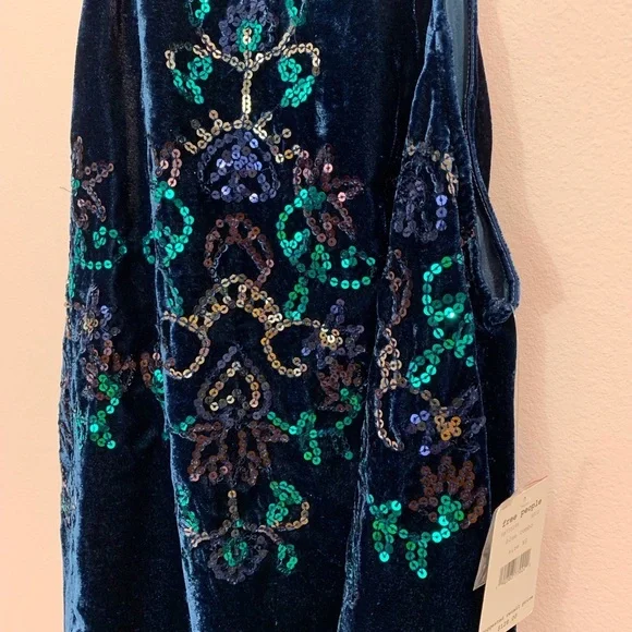 Free People Blue Velvet Dress NWT - Picture 6 of 8